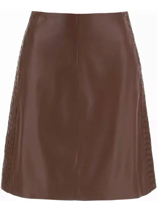 WEEKEND MAX MARA ocra skirt in nappa leather with braided detail