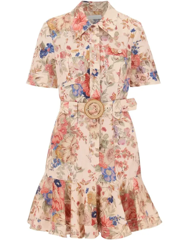 ZIMMERMANN august belted linen shirt dres