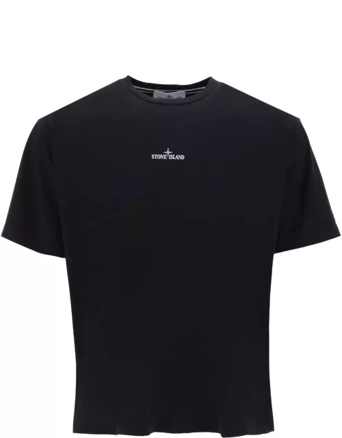 STONE ISLAND T-shirt with lived-in effect print
