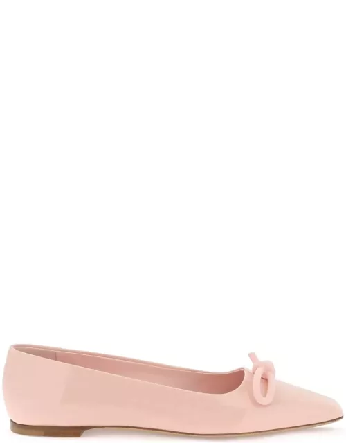 FERRAGAMO patent leather ballet flats with asymmetrical bow
