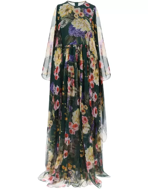 DOLCE & GABBANA chiffon maxi dress with garden print