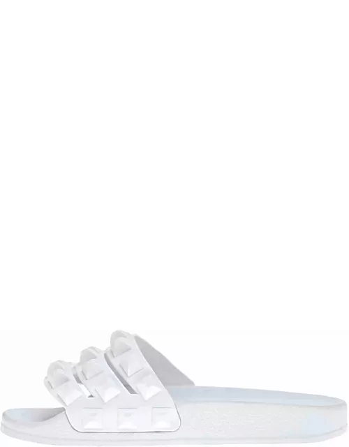 Carmensita Platform Slides Sandals - White