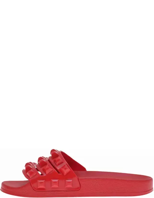 Carmensita Platform Slide Sandals - Red