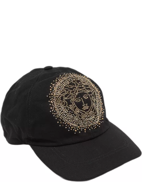 Versace Black Studded Medusa Cotton Blend Baseball Cap