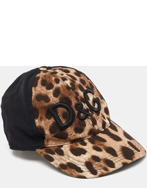 Dolce & Gabbana Logo Embroidered Leopard Print Cotton Blend Baseball Cap