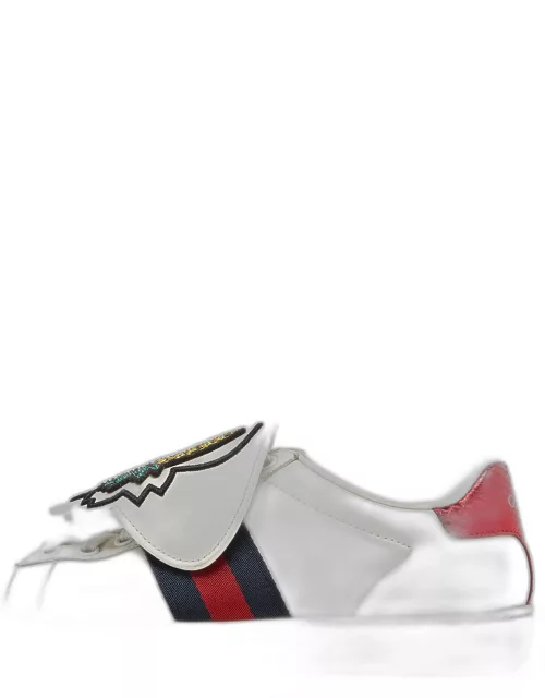 Gucci White Leather Embellished Pineapple Strap Ace Sneaker