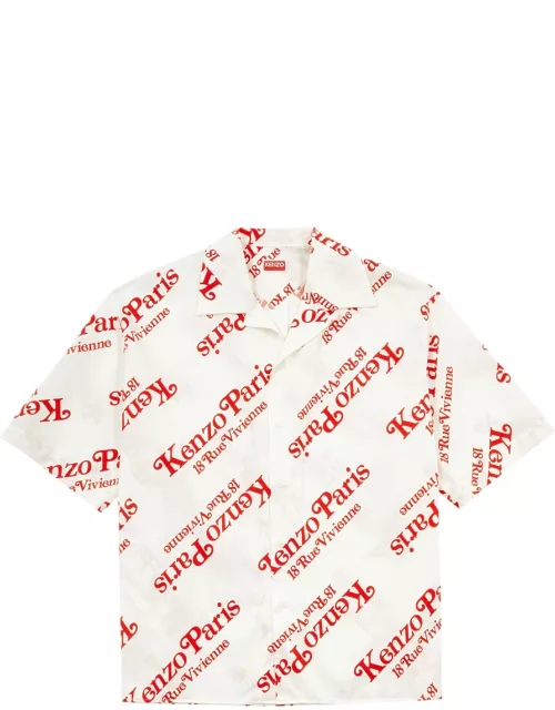 Kenzo Verdy Logo-print Cotton Poplin Shirt - Off White