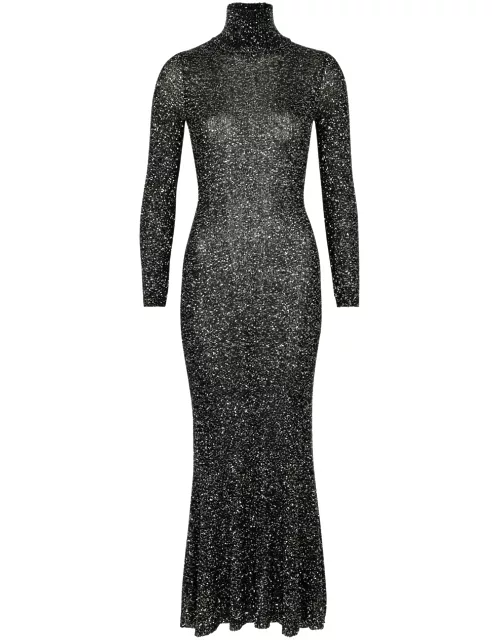 Balenciaga Sequin-embellished Midi Dress - Black And Silver - XS (UK6 / XS)