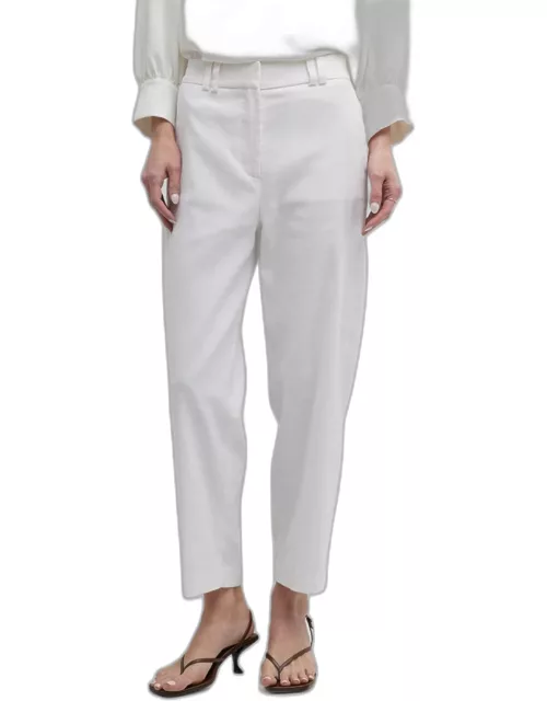 Talia Cropped Straight-Leg Cotton-Linen Pant