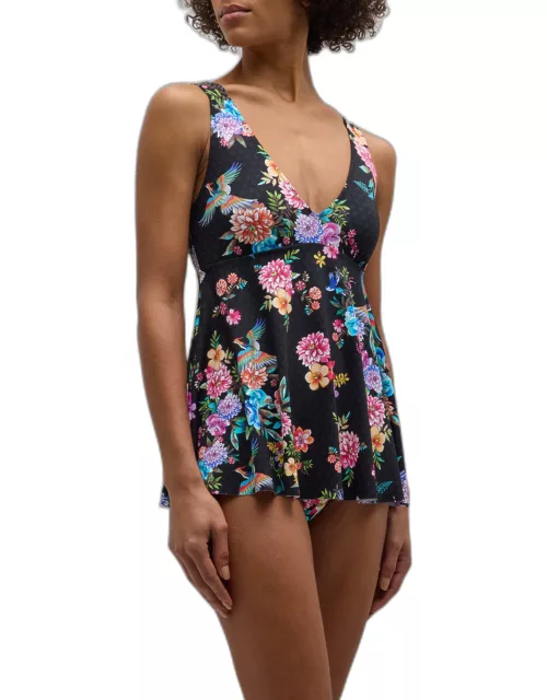 Back Tie Skirted One-Piece Swimsuit