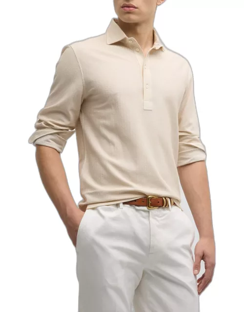 Men's Tonal Textured Stripe Polo Shirt