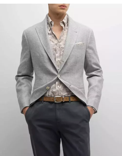 Men's Linen, Wool and Silk Peak-Lapel Sport Coat