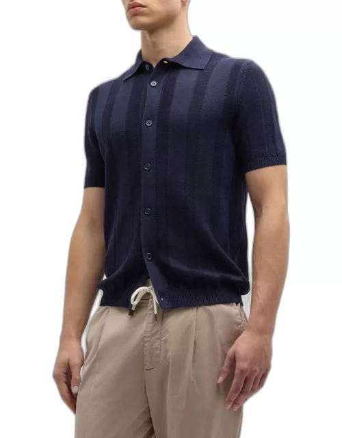 Men's Linen-Cotton Knit Short-Sleeve Sweater