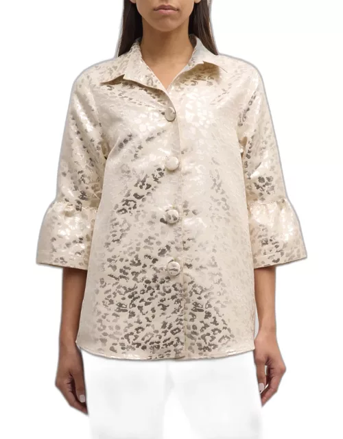Button-Down Shimmer Jacquard Pary Shirt