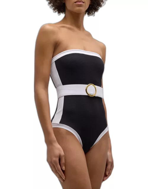 Whitney Colorblock Belted One-Piece Swimsuit
