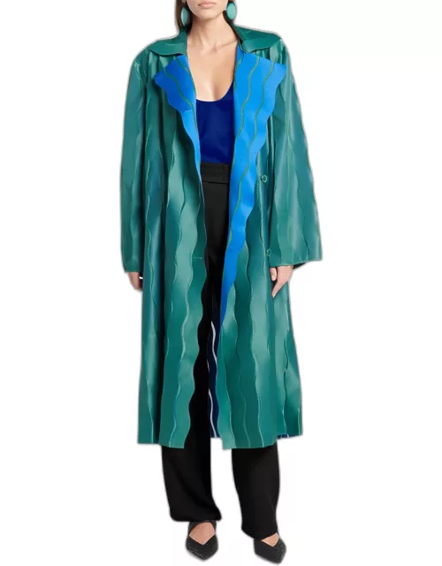 Wave Technical Jersey Belted Long Trench Coat