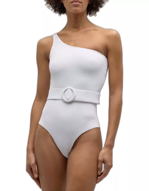 Davina Asymmetric Belted One-Piece Swimsuit