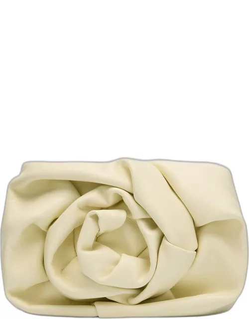 Rose Leather Clutch Bag with Chain Strap