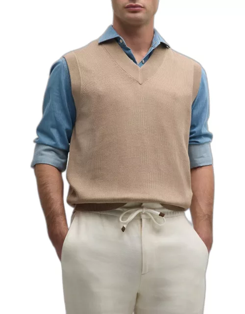 Men's Cotton Ribbed Sweater Vest