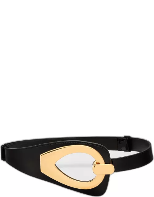 Cut-Out Leather & Brass Belt