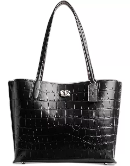 Willow Croc-Embossed Leather Tote Bag