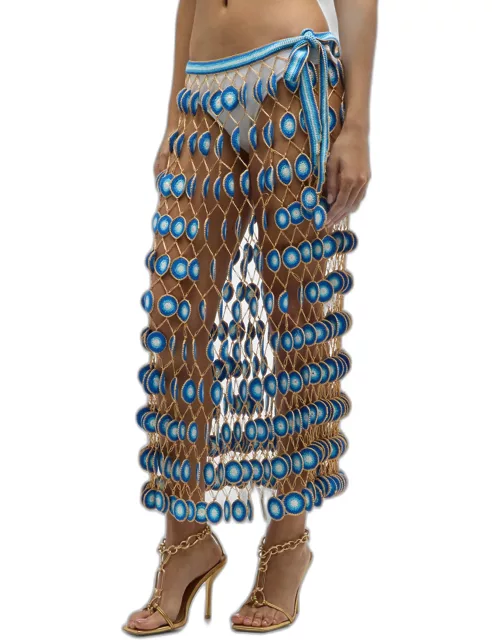 Hand Crochet Convertible Skirt Dress with Evil Eye Motif