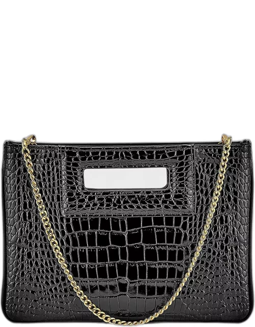 Willa Croc-Embossed Leather Clutch Bag