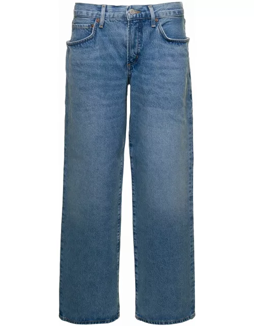 AGOLDE fusion Light Blue 5-pocket Style Wide Jeans In Cotton Denim Woman