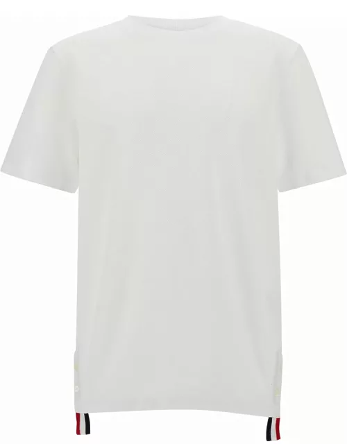 Thom Browne Relaxed Fit Ss Tee W/ Center Back Rwb Stripe In Classic Pique