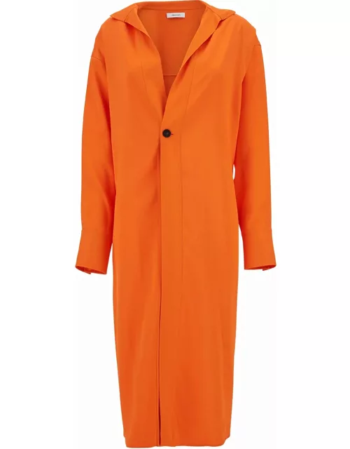 Ferragamo Orange Single-breasted Coat With A Single Button In Stretch Viscose Blend Woman