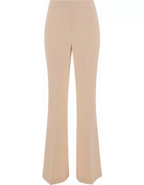 TwinSet Light Pink Flared Pants With Oval T Patch In Tech Fabric Woman