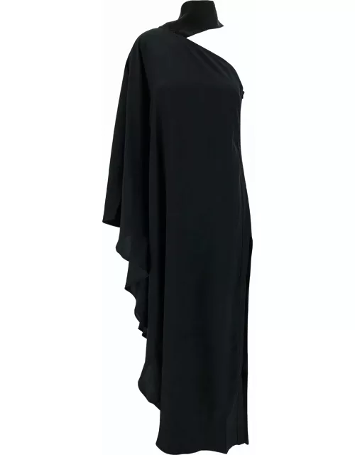 Taller Marmo Long Black One-shoulder Dress With Cut-out In Acetate Blend Woman
