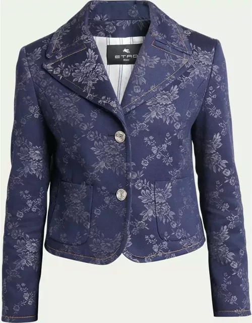 Floral-Print Fitted Jacket