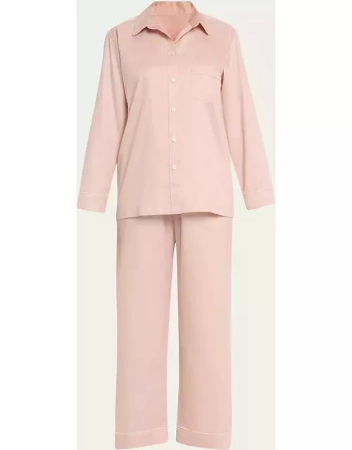 Cropped Cotton Sateen Pajama Set
