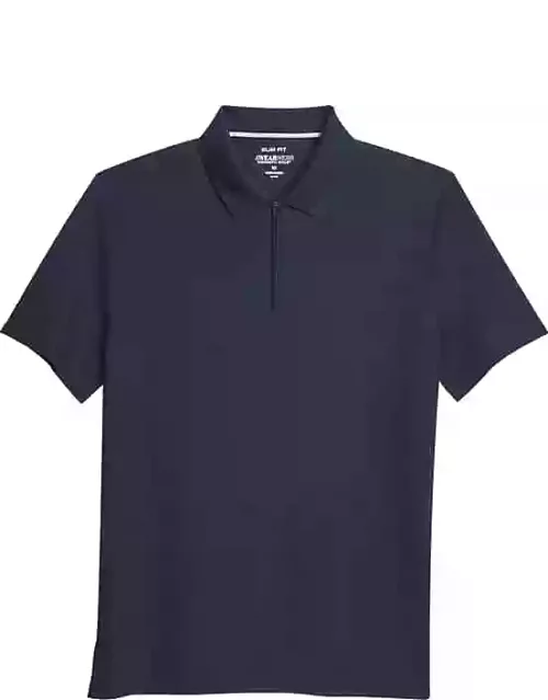 Awearness Kenneth Cole Big & Tall Men's Slim Fit Zip Placket Polo Shirt Navy