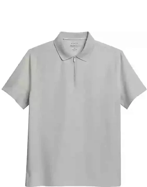 Awearness Kenneth Cole Men's Slim Fit Zip Placket Polo Shirt Light Grey