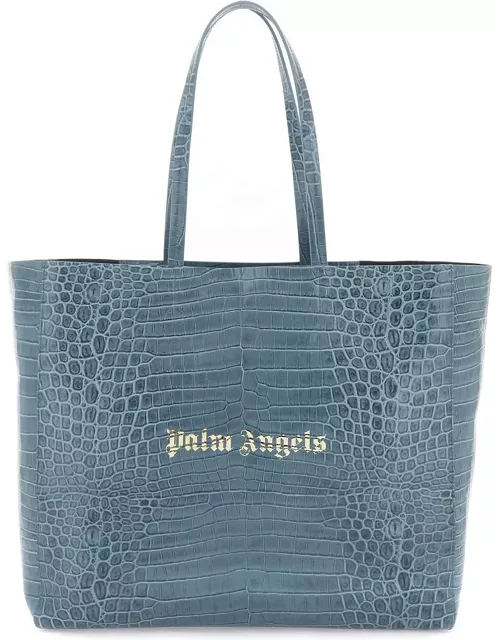 PALM ANGELS croco-embossed leather shopping bag