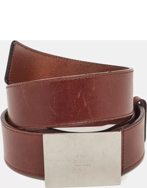 Gucci Dark Brown Leather Buckle Belt 85C
