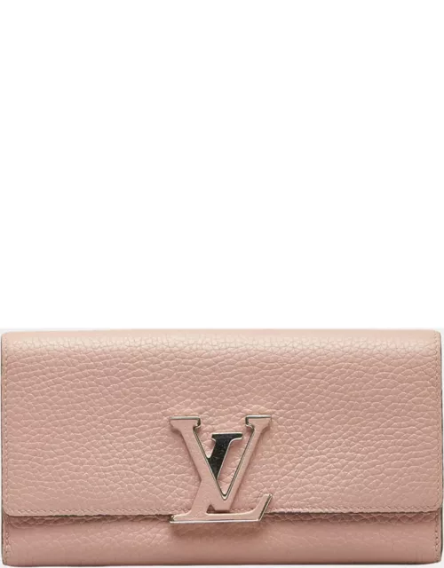 Louis Vuitton Pink Leather Taurillon Capucines Wallet Long Wallet