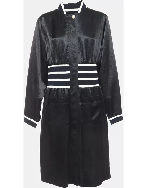 Chanel Black Crepe Zip Front Midi Dress