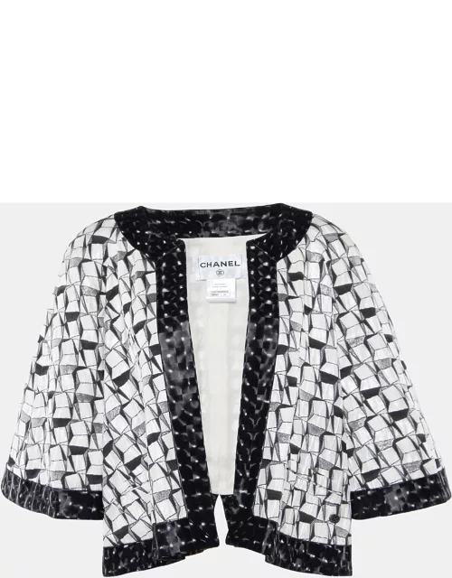 Chanel Black/White Patterned Jacquard Holographic Swing Jacket
