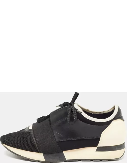 Balenciaga Black Leather and Mesh Race Runner Sneaker