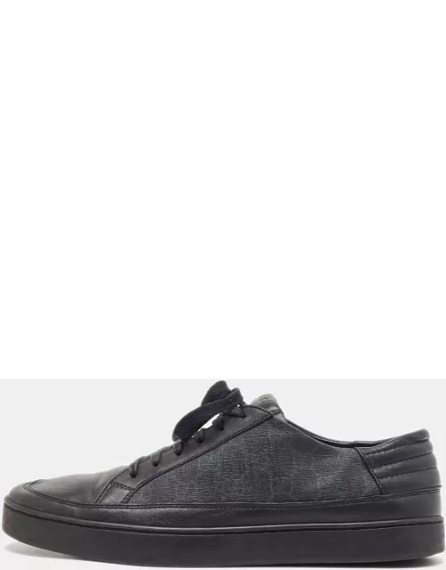 Gucci Black Leather and GG Supreme Canvas Low Top Sneaker