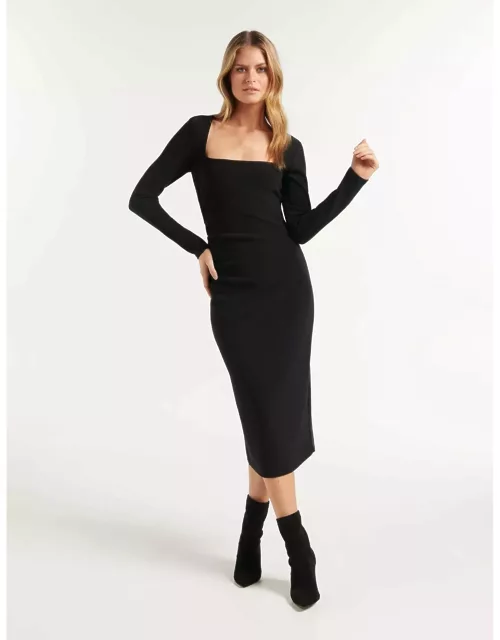 Forever New Women's Clio Long Sleeve Midi Dress in Black