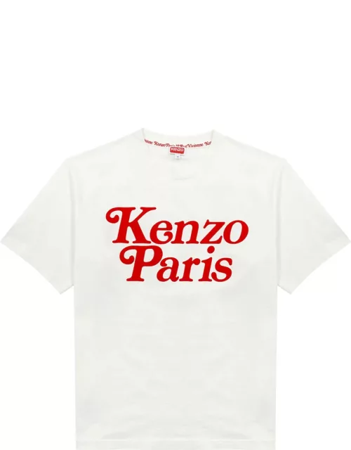 Kenzo Verdy Logo-flocked Cotton T-shirt - Off White