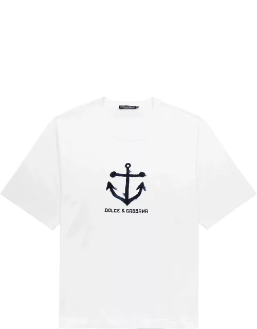 Dolce & Gabbana Marina Printed Cotton T-shirt - White
