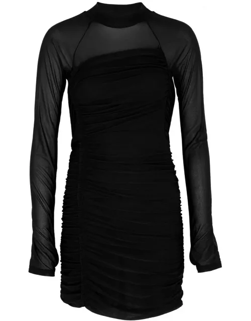 Helmut Lang Ruched Chiffon Mini Dress - Black - M (UK12 / M)