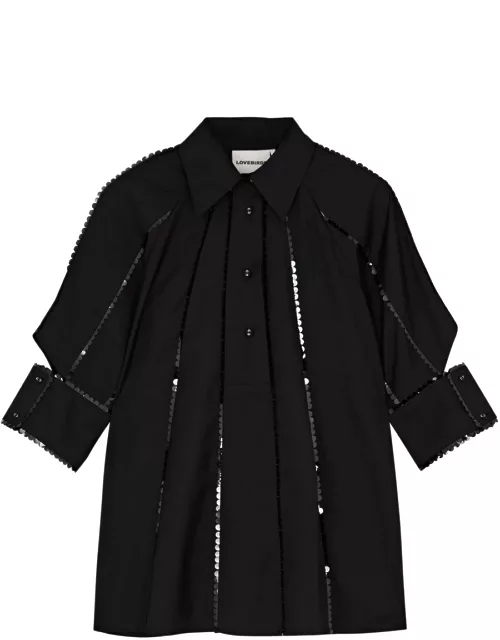 Lovebirds Sparkle Sequin-embellished Twill Shirt - Black