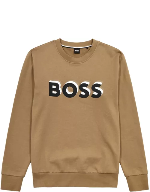 Boss Logo Cotton Sweatshirt - Beige