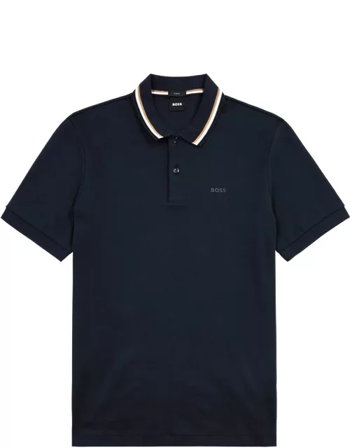 Boss Logo Cotton Polo Shirt - Navy